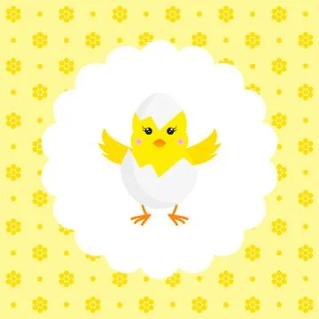 Chick in Eggshell. Vector. Flat. Stock Illustration
