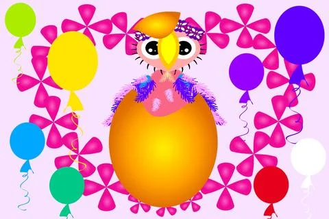 The chick has hatched out from egg Stock Illustration