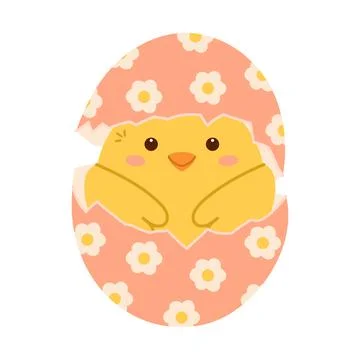 Chick hatch from cracked Easter egg Illustrazione stock