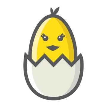 Chick hatched from an egg filled outline icon Illustrazione stock