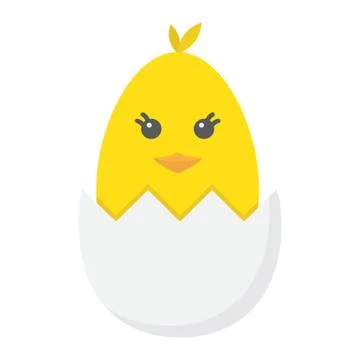 Chick hatched from an egg flat icon, easter Illustrazione stock