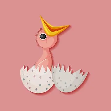 Chick hatching egg isolated Illustrazione stock