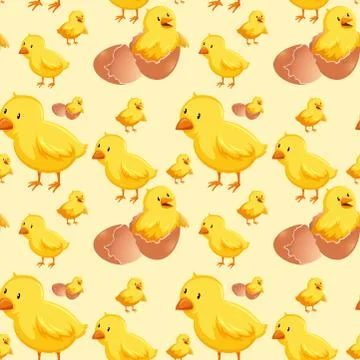 Chick hatching egg seamless 스톡 일러스트