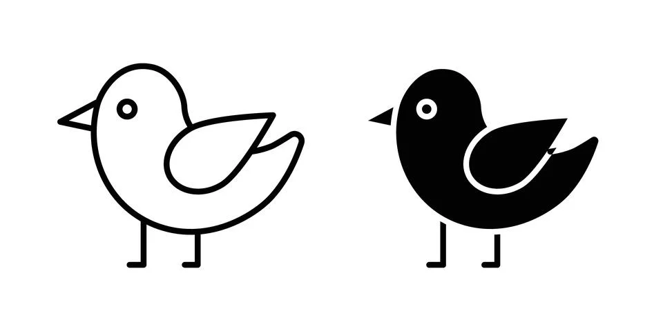 Chick icon thin line and clipart style vector set Stock Illustration