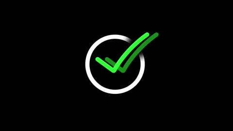 Chick mark animation on circle. tick mark symbol ok button animated on blac.. Stock Footage 341482339