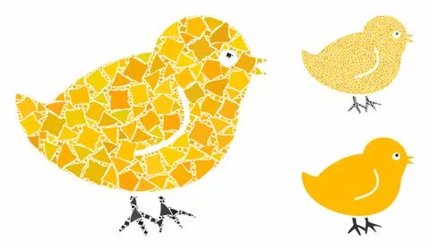 Chick Mosaic Icon of Ragged Elements 库存插图