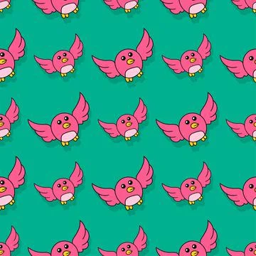 Chick parakeet seamless repeat pattern. background illustration Stock Illustration