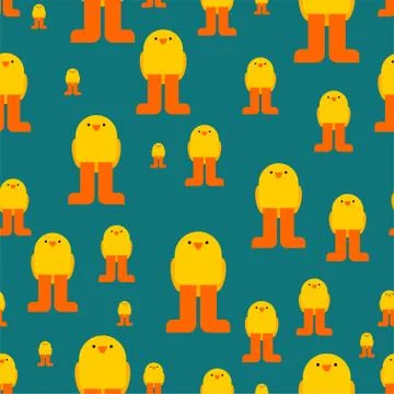 Chick pattern seamless. Little chicken cartoon style background. Baby Fabric  Illustrazione stock