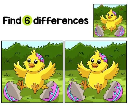 Chick Pop Out In Easter Egg Find The Differences Illustrazione stock