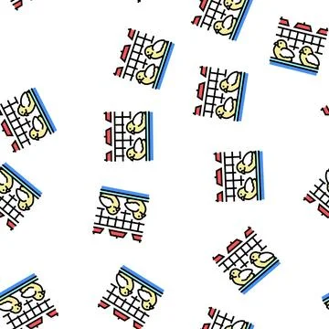 Chick in poultry farm vector seamless pattern Stock Illustration
