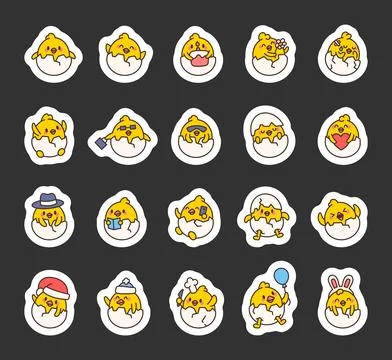 Chick shell cartoon character set Illustrazione stock