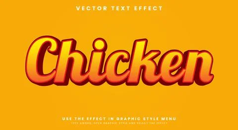 Chicken 3d editable text effect Template Stock Illustration