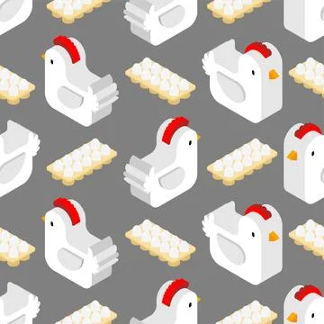 Chicken and egg pattern seamless. Chicken farm birds background Illustrazione stock