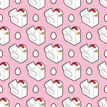 Chicken and egg pattern seamless. Chicken farm birds background Stock Illustration