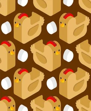 Chicken and egg pattern seamless. Chicken farm birds background Stock Illustration