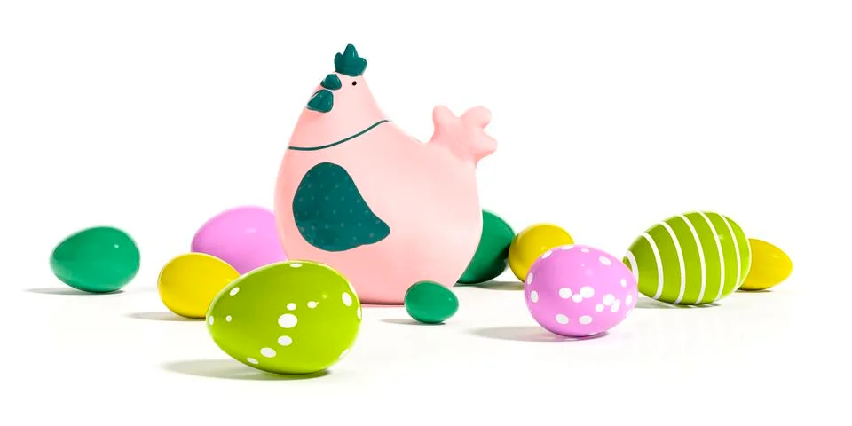 Chicken and eggs easter decoration Stock Illustration