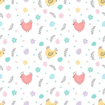 Chicken and eggs easter pattern. Design for Easter Stock Illustration