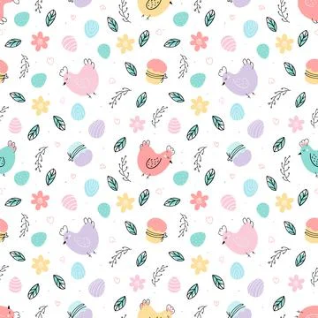 Chicken and eggs easter pattern. Design for Easter Stock Illustration