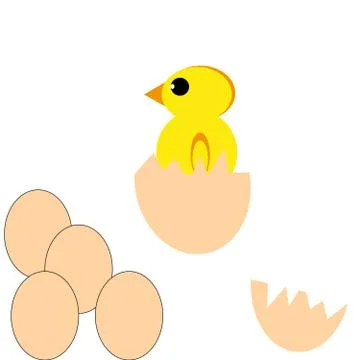 Chicken and eggs on white background. Stock Illustration
