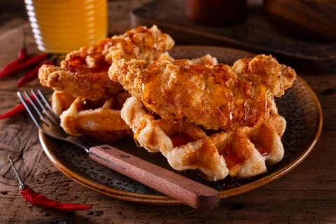 Chicken and Waffles Stock Photos