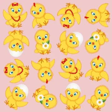 Chicken baby pattern Stock Illustration