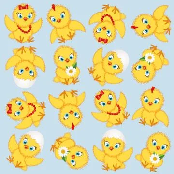 Chicken baby pattern Stock Illustration