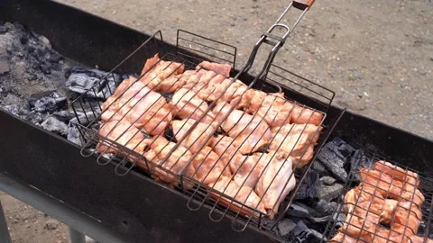 Chicken barbecue Stock Footage 196221254