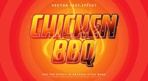 Chicken BBQ 3D editable text effect Stock Illustration
