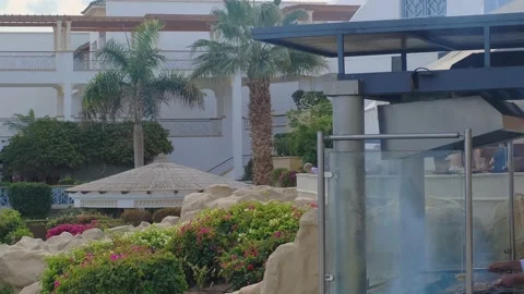 Chicken BBQ is cooked on a large grill by the chef at the hotel by the blue wate Stock Footage 236570940