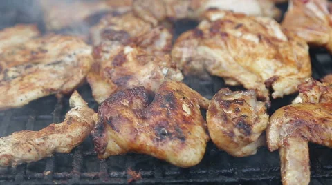 Chicken on bbq grill Stock Footage 41782909