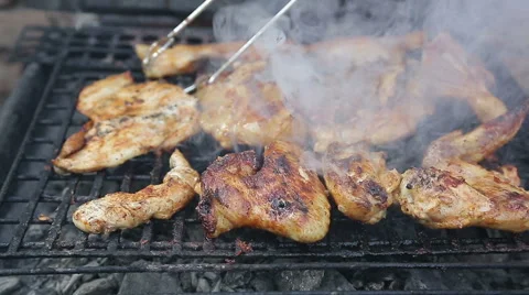 Chicken on bbq grill Stock Footage 41783038