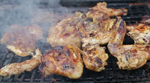 Chicken on bbq grill Stock Footage 41783064