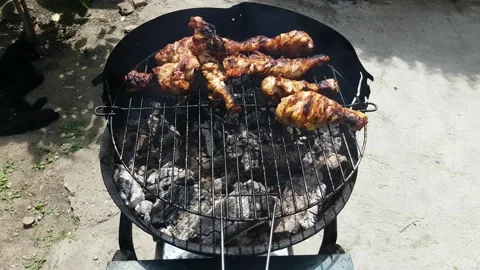 Chicken On Bbq Grill Stock Footage 138826190