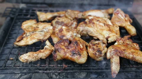 Chicken on bbq grill in HD Stock Footage 41782903