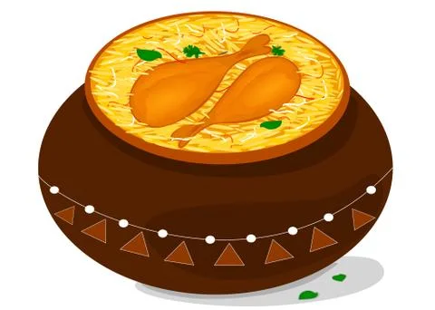 Chicken Biryani Indian Non Veg Food Vector Stock Illustration