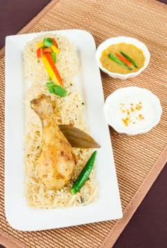 Chicken Biryani Top View Stock Photos