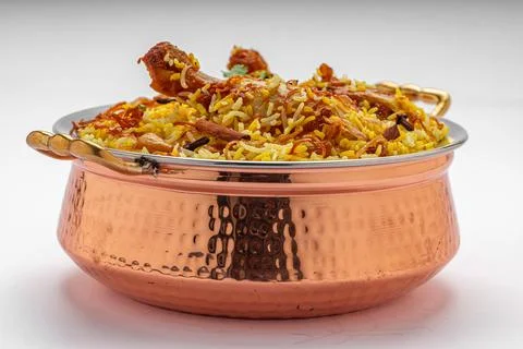 Chicken Biryani white background Stock Photos