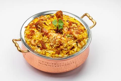 Chicken Biryani white background Foto stock