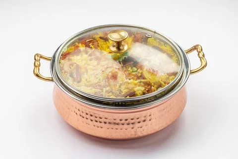 Chicken Biryani white background Stock Photos