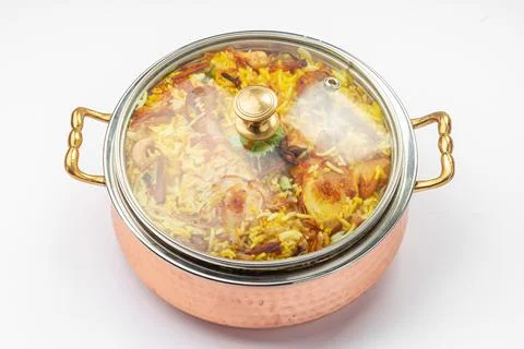 Chicken Biryani white background Stock Photos