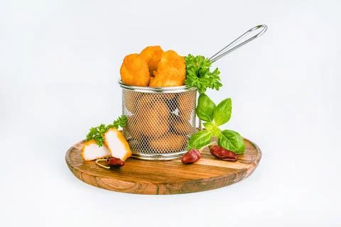Chicken Breaded Fillet. Breaded chicken nuggets. Fast homemade food at home Stock Photos