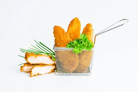 Chicken Breaded Fillet. Breaded chicken nuggets. Fast homemade food at home Stock Photos