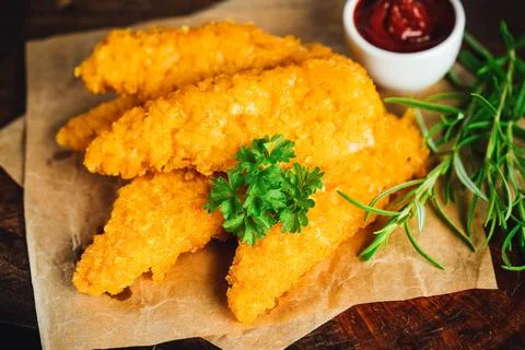 Chicken Breaded Raw Meat.Semifinished Breaded chicken nuggets from chicken Stock Photos