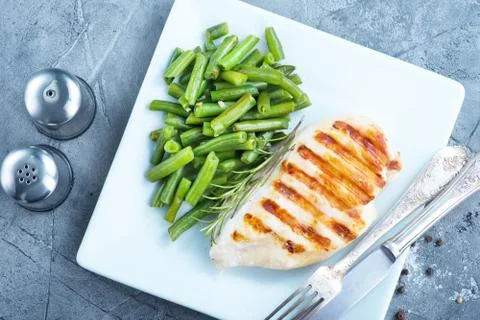 Chicken breast with bean Stock Photos