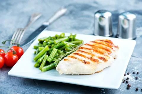 Chicken breast with bean Stock Photos