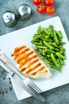 Chicken breast with bean Stock Photos