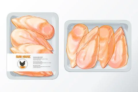 Chicken breast polystyrene packaging vector Illustrazione stock
