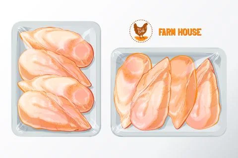 Chicken breast polystyrene packaging vector Illustrazione stock