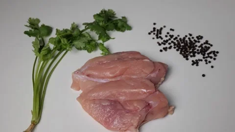 Chicken breasts are considered a universal food. It is prepared ready-to-cook Stock-Footage 188426757