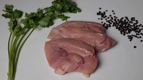 Chicken breasts are considered a universal food. It is prepared ready-to-cook Video stock 188426758